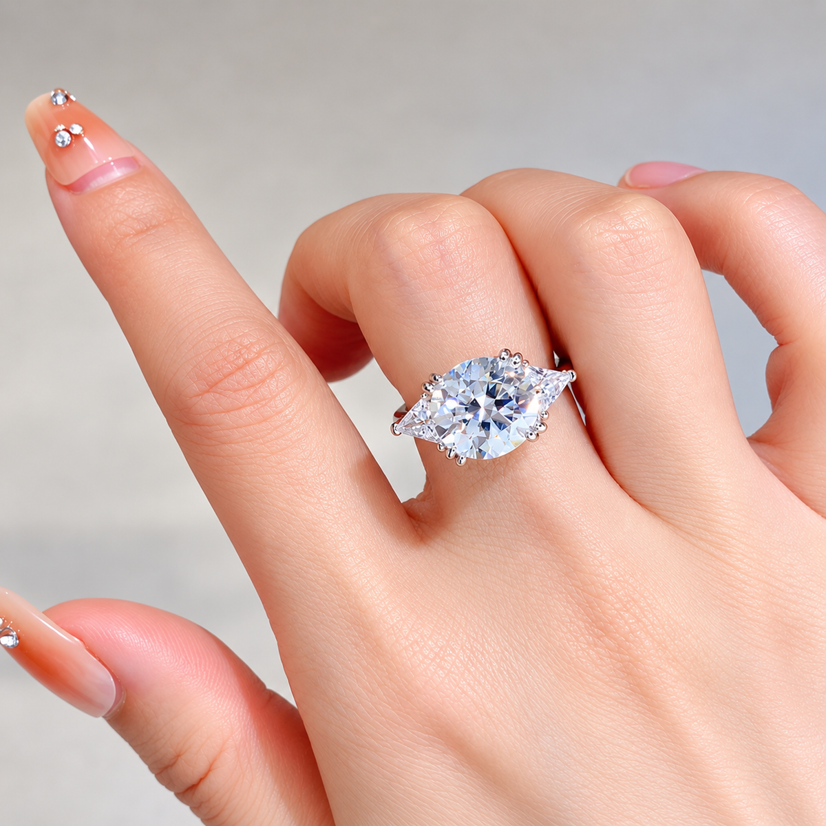 5 Carat Oval Cut Moissanite Ring in 925 Sterling Silver
