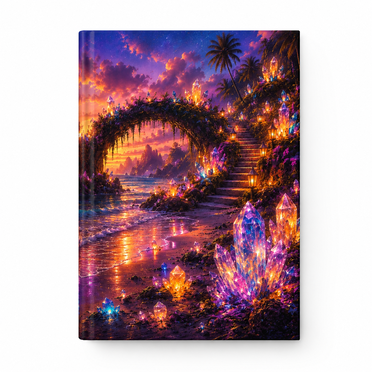 Crystal Beach Fantasy Journal | Hardcover Lined Notebook | Magical Coastal Writing Journal | Aesthetic Notebook for School, Work & Journaling