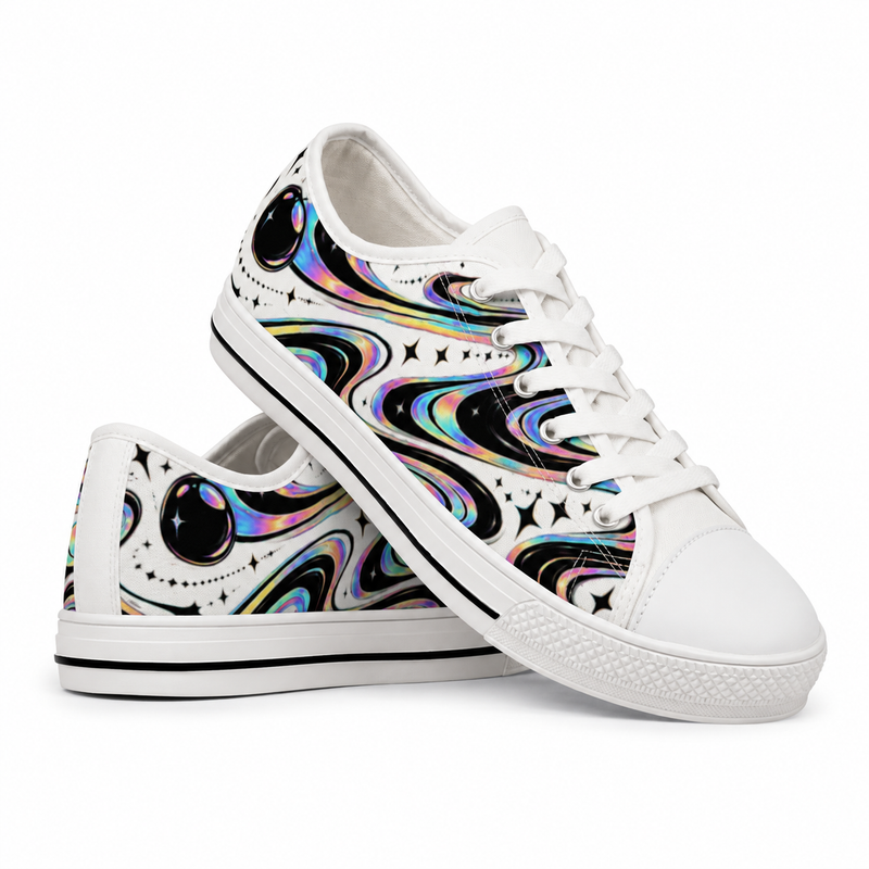 Cosmic Galaxy Low-Top Canvas Sneakers | Iridescent Celestial Shoes