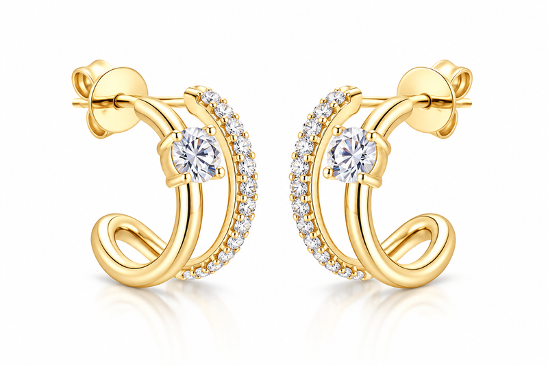 Moissanite 925 Sterling Silver C-Hoop Earrings