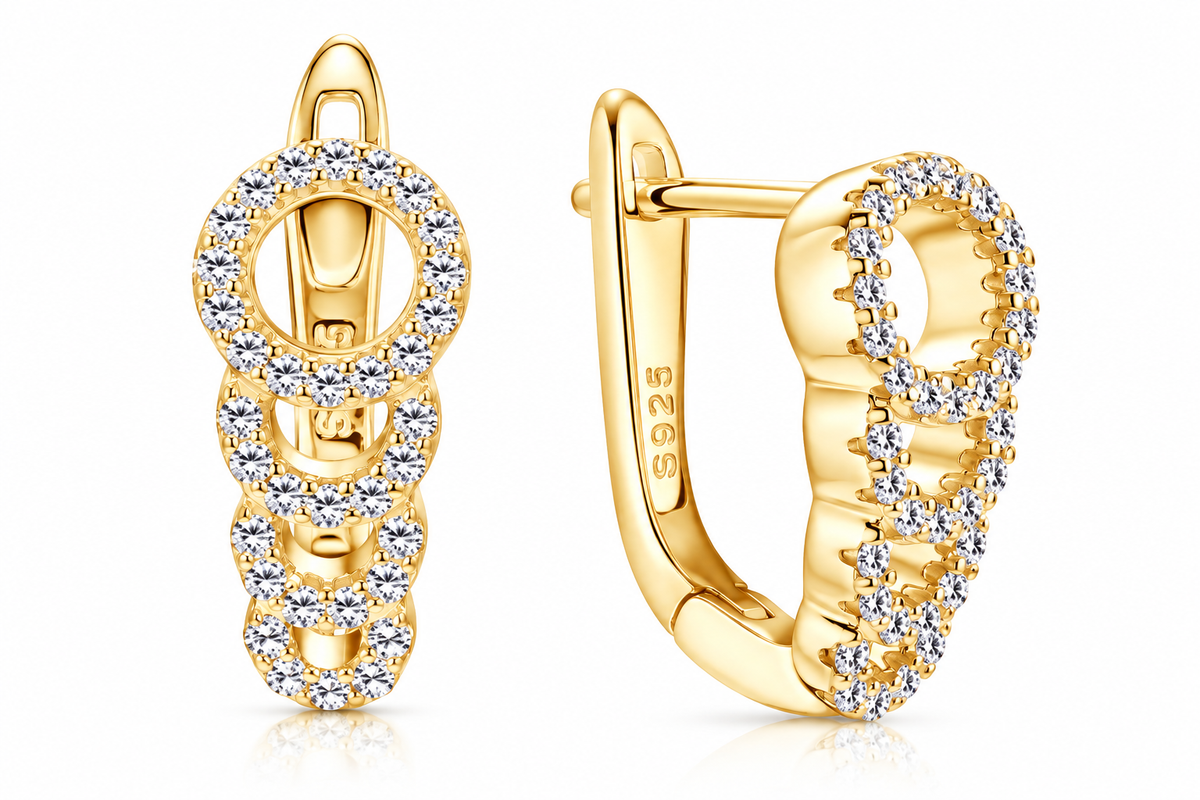 Moissanite Triple Circle Drop Earrings – 0.34 Carat