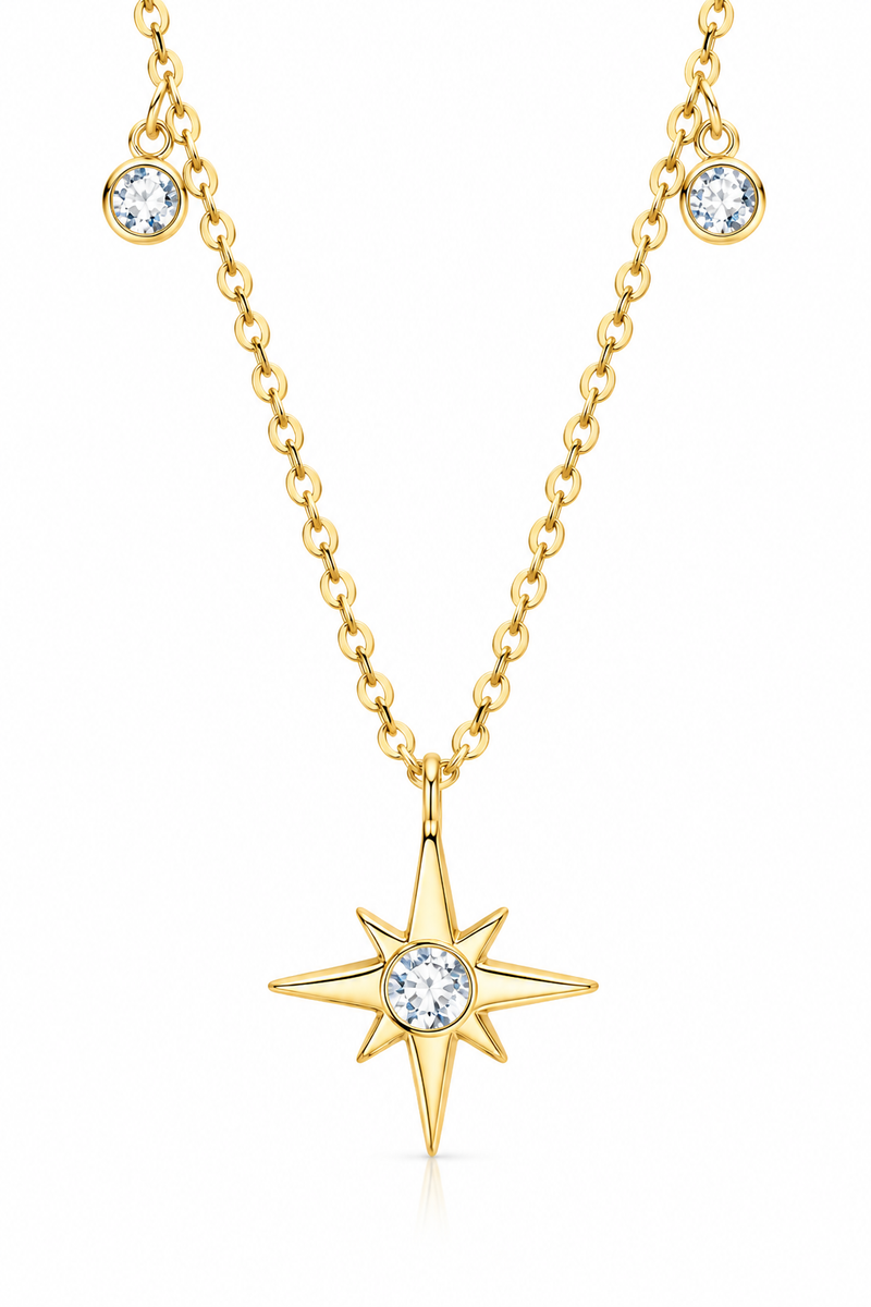 0.2 Carat Moissanite North Star Pendant Necklace