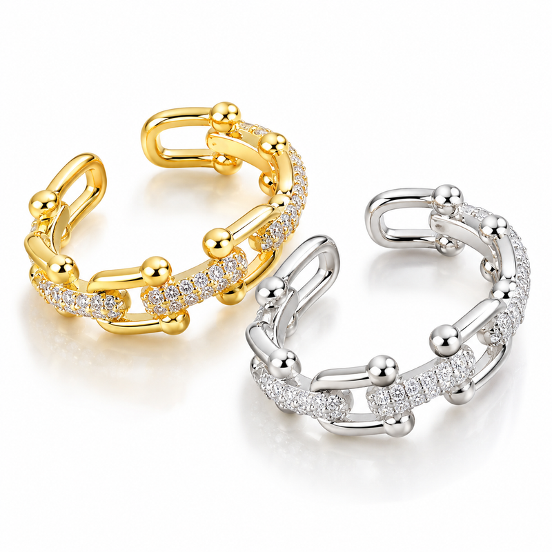 925 Sterling Silver Zircon Open Ring – Gold or Silver