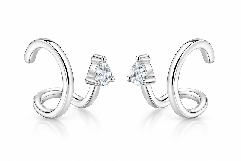 18K Gold-Plated Moissanite Cuff Earrings – 0.6 Carat